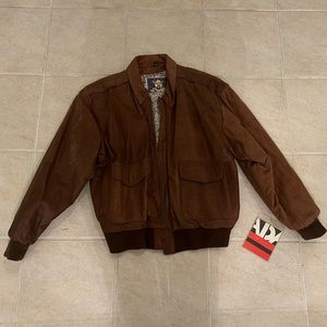 Vintage ADA Leather Flight Bomber Jacket NWT
